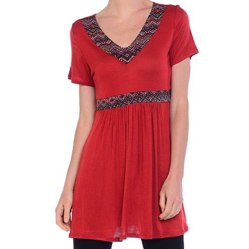 Rust Zigzag Trim Tunic